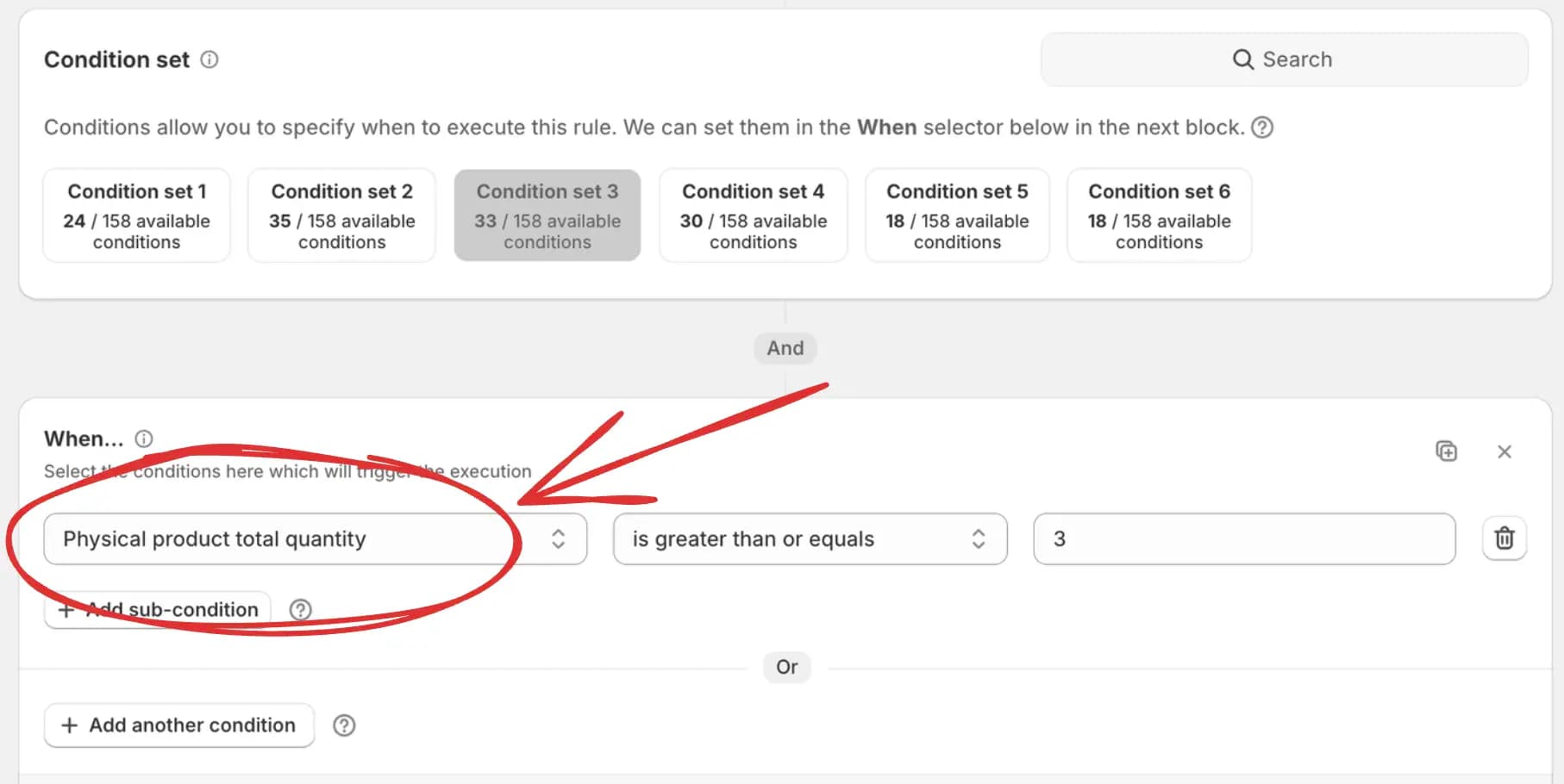 Physical product total quantity condition available in checkout rules