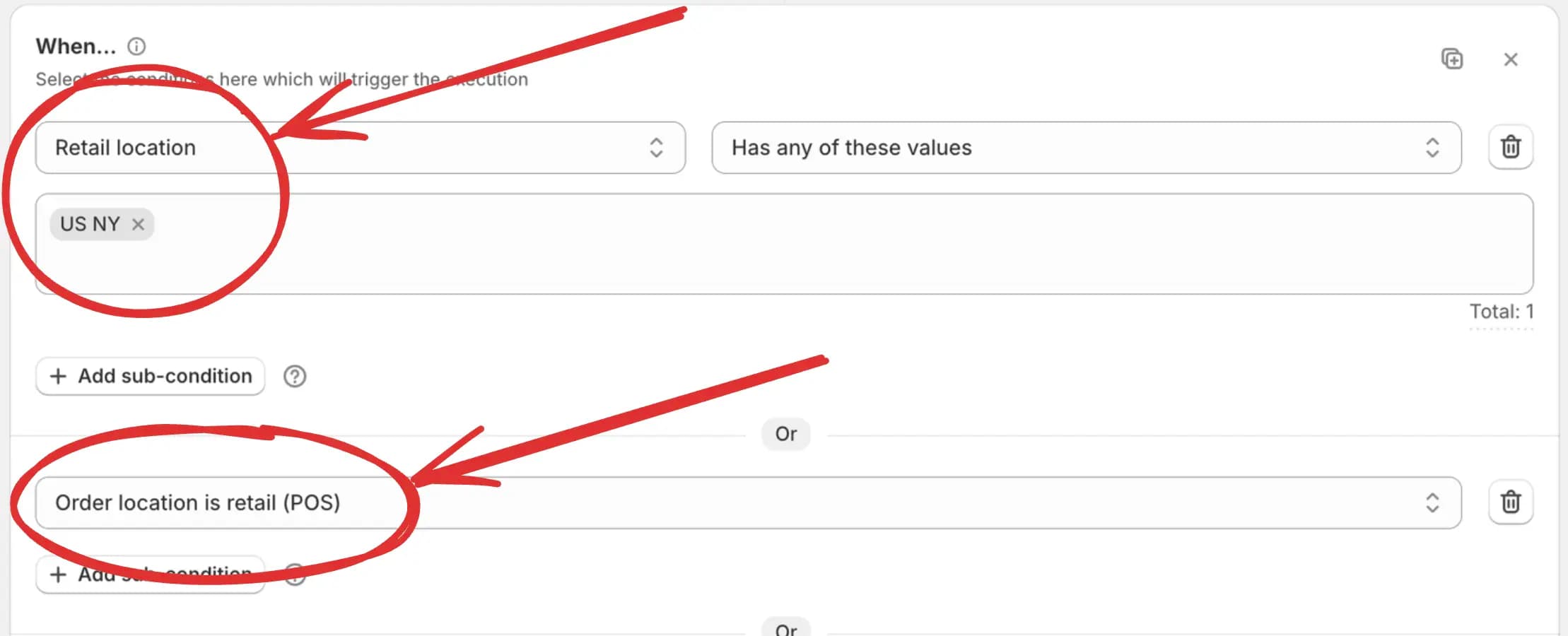 Retail location condition available in checkout rules