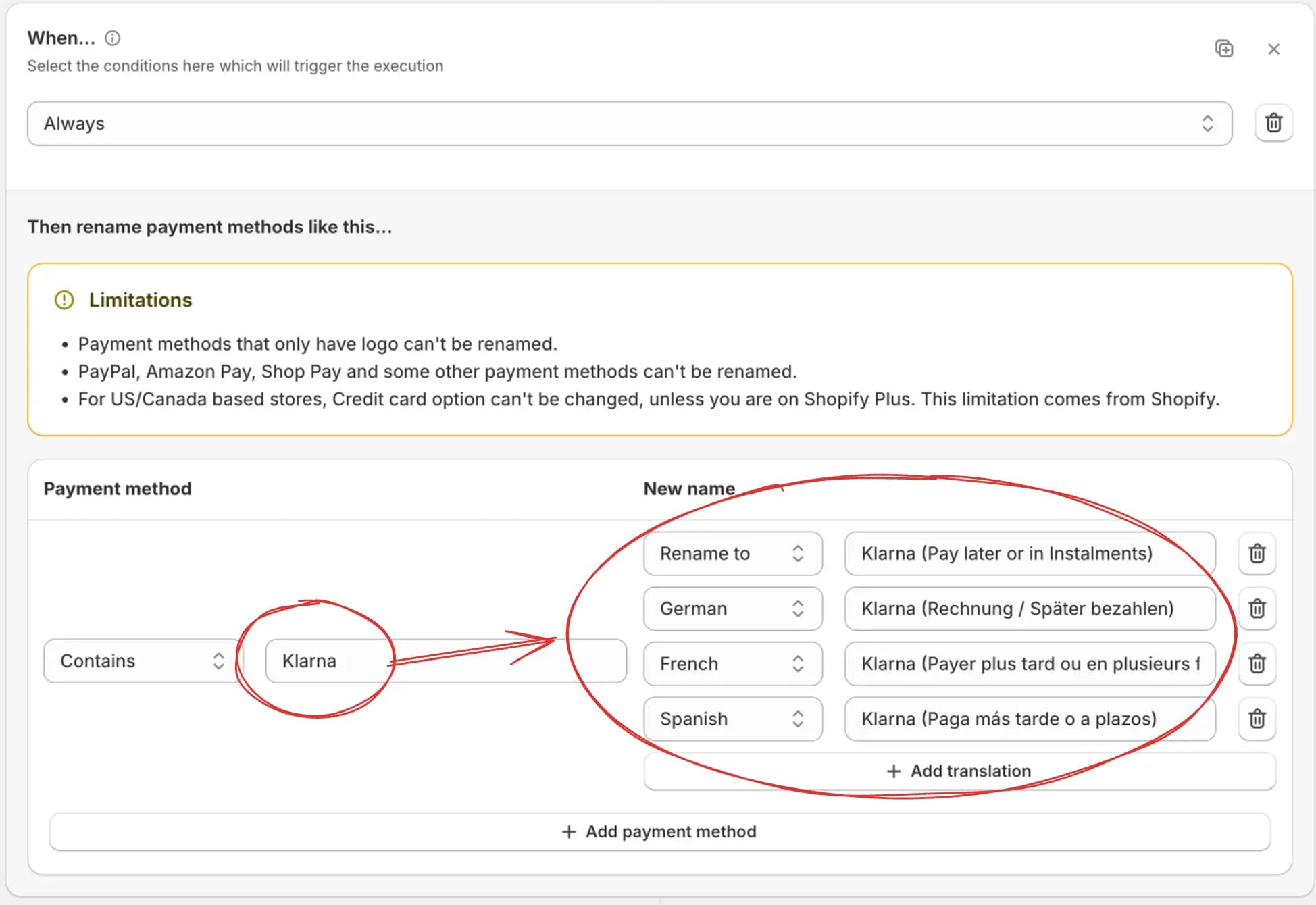 Easy translations for validation and rename rules